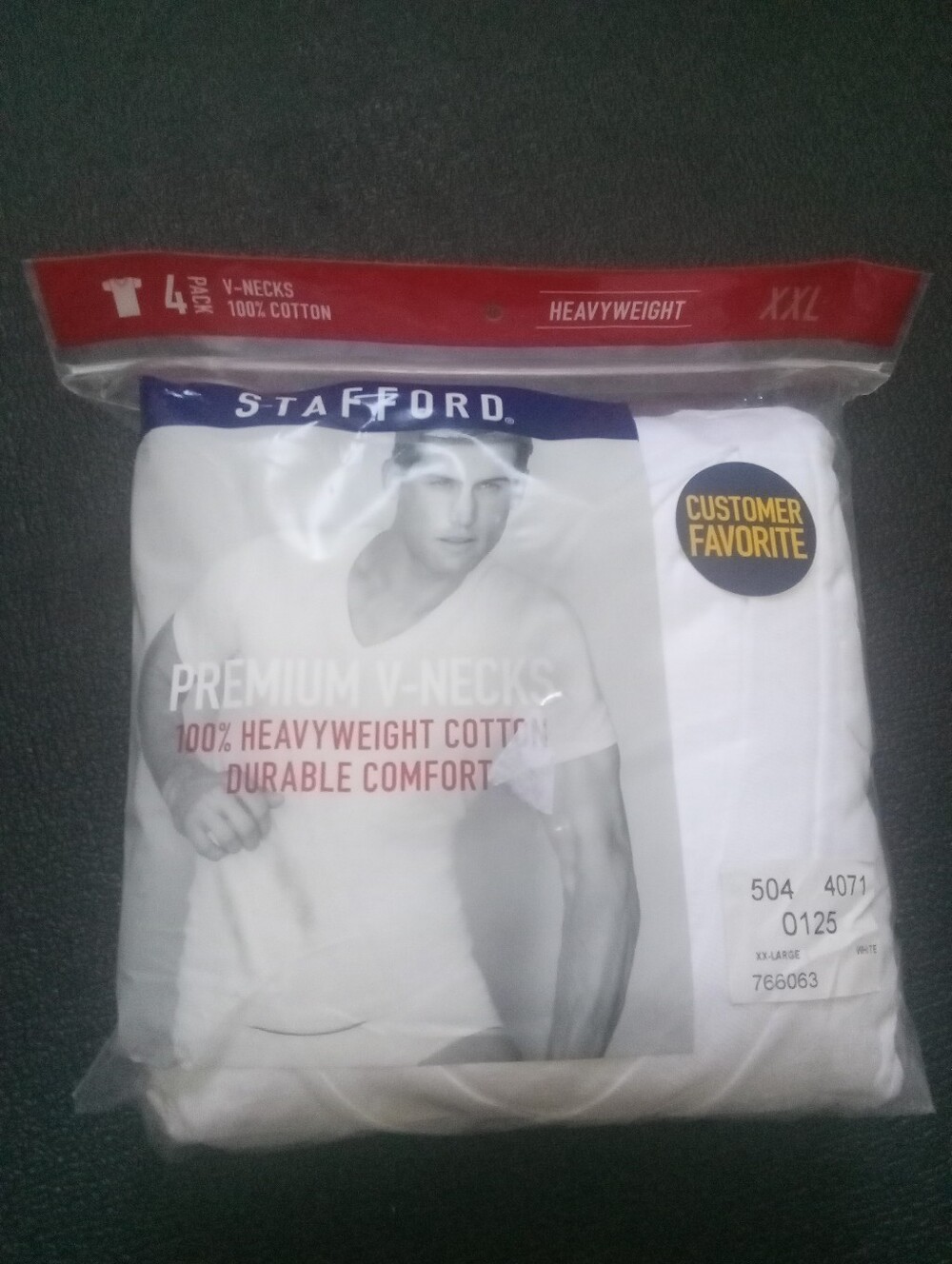 BWT 4 STAFFORD HEAVYWEIGHT COTTON V-NECK TEES - XXL